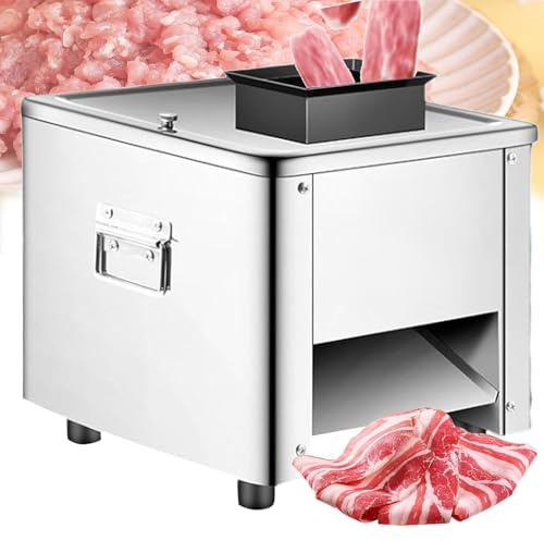 Electric Meat Cutting Machine, with 10mm Blade, Commercial Electric Meat Cutter Machine Slicer Machine、Shredder Machine、Dicer Cutter, for Chicken Fish Beef 2.5mm