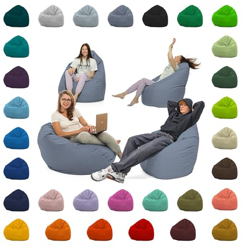 GlückBean Sitzsack XXL – Beanbag für Kinder & Erwachsene – In & Outdoor geeignet – Wasserabweisend & pflegeleicht – Gefüllt mit hochwertigen EPS-Perlen – Ideal zum Gaming & Entspannen (Anthrazit, XL)