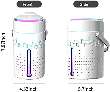 Hztyyier 1000 Ml Nebel-Luftbefeuchter mit -Lautsprecher, Bunter Licht-Kühlnebel-Diffusor für Schlafzimmer, Kinderzimmer, Zuhause und Büro
