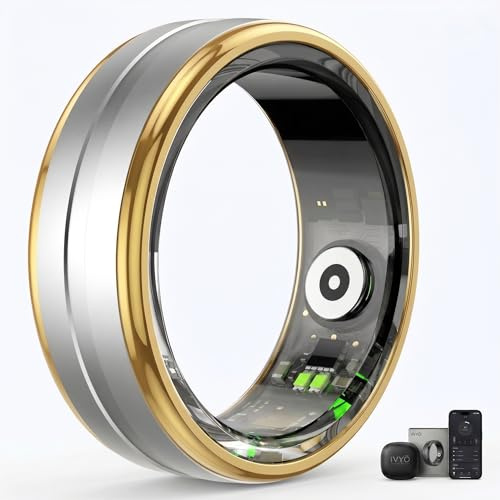 IVYO Smart Ring – Premium Gesundheitsring & Fitness Tracker ohne ABO – 24/7 Messung von Schlaf, Herzfrequenz, HRV, Stress & SpO2 – Ultraleicht, Wasserdicht & 7 Tage Akku (Silber/Gold, 65)