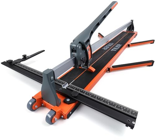 TILER Tagliapiastrelle Manuale 1200 mm, Tagliapiastrelle Monoguida per Ceramica e Gres Porcellanato con Guida Angolare 0-60°, Supporti Pieghevoli, Spessore 16 mm