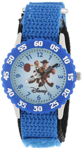 Disney by Ewatchfactory Kids Toy Story Quarzuhr mit weißem Zifferblatt und blauem Nylon-Armband W000061