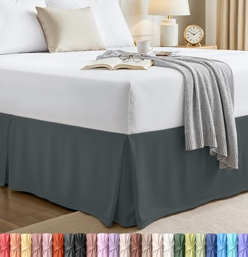 Utopia Bedding King Bed Skirt - Soft Quadruple Pleated Ruffle - Easy Fit with 16 Inch Tailored Drop - Hotel Quality, Shrinkage and Fade Resistant (King, Grey)