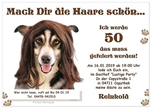 Lustige, Witzige Einladungskarten für runden Geburtstag - kostenloser Eindruck Ihres Textes 90 Karten Din A6