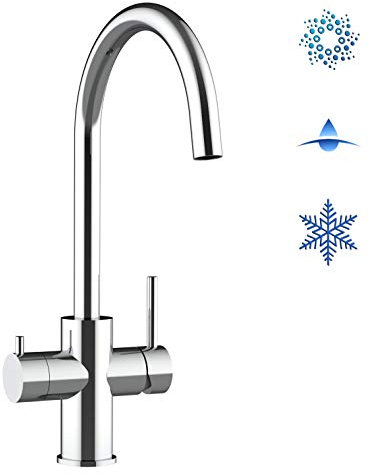 5 wege MASSIV Edelstahl Küchenmischer geeignet für alle Combi-Kühl, Filter und Sprudelwasser Geräte Hochglanz-Finish mit 360° schwenbarem Auslauf