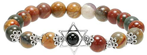 KYEYGWO Sechs Spitzen Stern Kristall Stein Armband für Unisex, 8mm Perlen Armband Heilung Reiki Meditation Stretch Armband, 16 cm