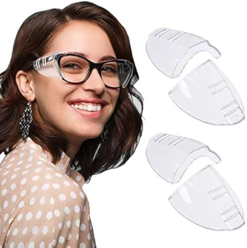 RMENOOR 2 Paar Brille Seitenschutz Anti-UV Schutzbrille Seitenschutz Transparente Seitenschutzbrille Sicherheit Schutz Brille für Kleine/Mittlere/Große Brillen