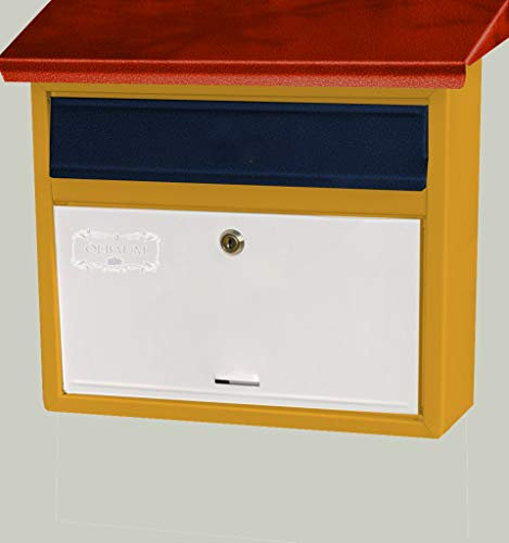 Nostalgie Design Briefkasten, Motiv in vielen Farben weiss grün schwarz blau gelb rot grau violett pink metallic, komplett mit Zeitungsrolle, groß,