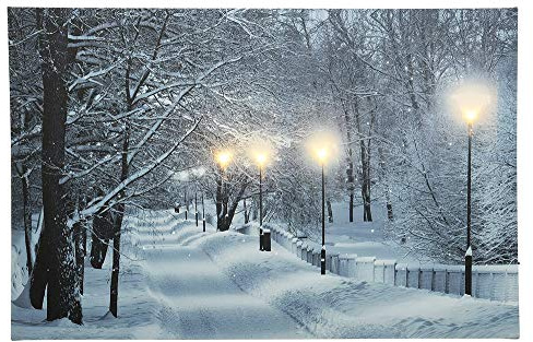 zeitzone LED Bild Schneelandschaft Wald Weihnachten Winterlandschaft Beleuchtet 38x58cm
