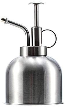 Meiyum Dicker 304 Edelstahl Metall Pflanzensprüher Mehrfarbige Metallgießkanne mit rundem Griff, 300 ml Sprühflasche für den Außenbereich, Rostschutz-Pulverbeschichtung – Silber
