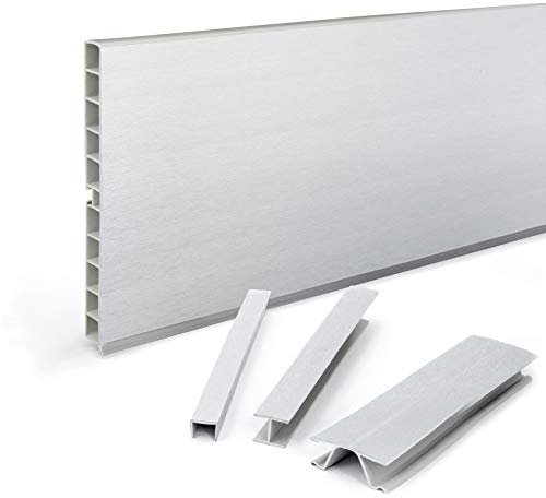 DQ-PP Zócalo de 3 m, 100 mm, aluminio cepillado, plástico, zócalo, rodapiés, perfil de zócalo, zócalo, zócalo, zócalo, zócalo de cocina, zócalo de cocina para cocina empotrada