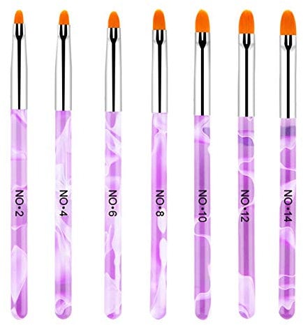 Hanyousheng Pinceau à ongles 7 pièces Gel UV Brosse à ongles acrylique Peinture à ongles Outil de stylo pinceau, Conseils pour les ongles Gel UV acrylique Faux ongles Peinture Pen DIY Nails Design