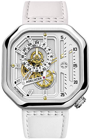 AGELOCER Damenuhr, automatisch, mechanisch, quadratisch, modisch, Punk, leuchtend, analog, luxuriös