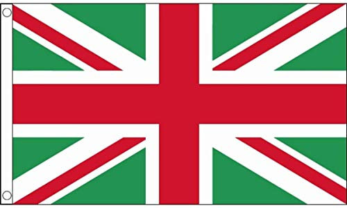 FlagSuperstore© Bandera de la bandera de Reino Unido, color verde y rojo, tamaño grande, 100% poliéster con ojales.