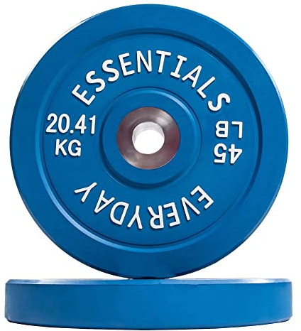BalanceFrom Color Coded Olympic Bumper Plate Weight Plate with Steel Hub, 45LB Pair