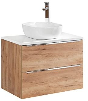 Capri Oak, 80 cm, Waschbeckenunterschrank zum Aufhängen, Eiche, Waschbeckenunterschrank auf der Arbeitsplatte, moderne Badezimmermöbel