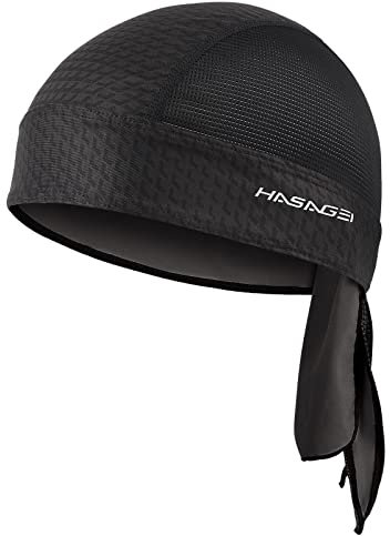 HASAGEI Sport Kopfbedeckung Bandana Cap Kopftuch Herrem Damen Biker Schädel Kappe Fahrradmütze, Schweißableitender Quick Dry Sommer Hat Black