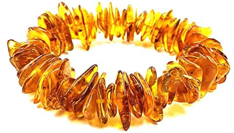 Natural Amber Bracelet on Elastic Band 7 inches – 100% Baltic Amber Beads – Amber Bracelets – Raw Amber Beads – Bracelet