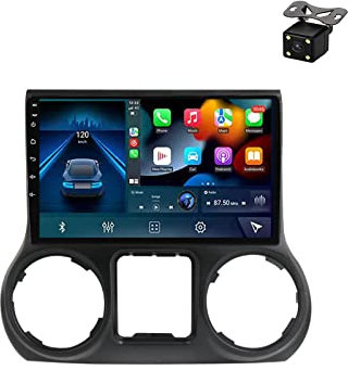 Plusfish Android 10.0 Autoradio Stéréo Lecteur Multimédia, pour Jeep Wrangler 3 JK 2011-2016 Soutien Carplay/DSP/4G/Miroir Lien/DSP/RDS FM Radio/SWC/Dab +, avec Caméra Rétroviseur,M700s 8g+128g