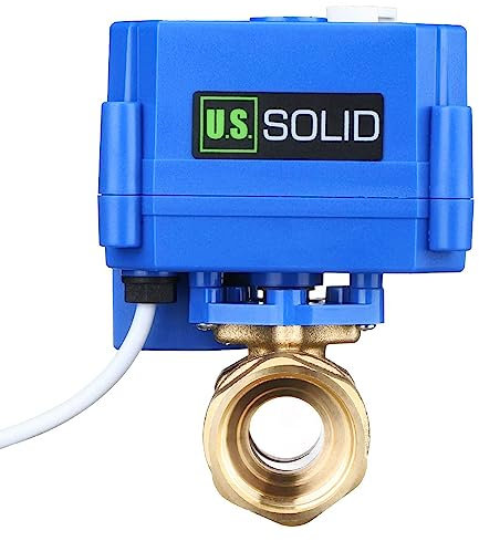U.S. Solid Motorisierter Kugelhahn - G3/4 Messing-Elektrischer Kugelhahn mit manueller Funktion, Standardport, 9-24V AC/DC und 3-Draht-1-Wege-Positive-Break-Setup