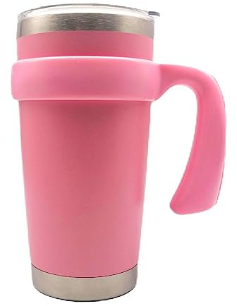20 oz Tumbler Handle, Anti Slip Travel Mug Grip Cup Holder for Vacuum Insulated Tumblers, Suitable for Trail, Sic, Yeti Rambler, Ozark and More 20 Ounce Tumbler Mugs Attachment (Pink)