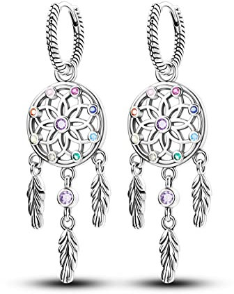 Parmuz 925 Sterling Silber Star Dangle Hoop Ohrringe für Frauen klobiger Drop -Hoop -Ohrringe Lebensbaum für immer Ohrring -Set Mode Schmuck Geschenk