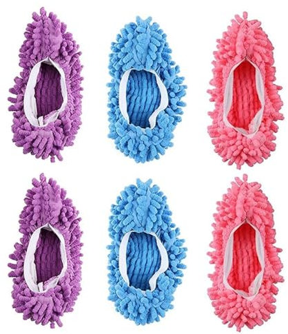 3 paia di Mop Slippers,Pantofole di Pulizia Pantofole Mop Pantofole Microfibra pantofole per pulire il pavimento per la pulizia del pavimento di casa con polvere e sporcizia 3 colori