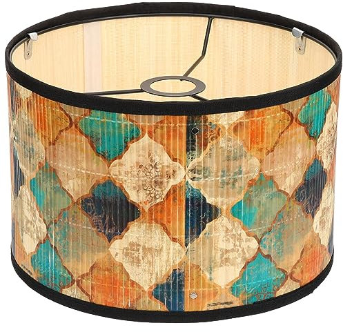 Holibanna Lampenschirme Für Stehlampen Gewebte Pendelleuchtenabdeckung Glockenlampenschirm Trommel Lampenschirm Hängender Heller Schatten Bauernlampenabdeckung Bambus Weben Metall Blumen