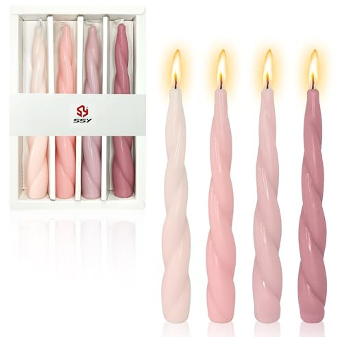 Gedengni Kerzenständer Spirale Kegel Kerzen 7.5 Zoll Spirale Kerzenständer 4 Stück Ohne Duft Kerzen Farbige Kerze Sticks Twisted Abendessen Kerzen für Home Decor Urlaub Hochzeiten(Farbverlaufspulver