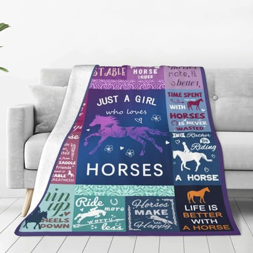 Fleecedecke mit Pferdemotiv, Flanelldecke, weich, gemütlich, warm, Dekoration, Überwurf, leichte Decken für Couch, Sofa, Bett, Stuhl, 80 x 60 cm