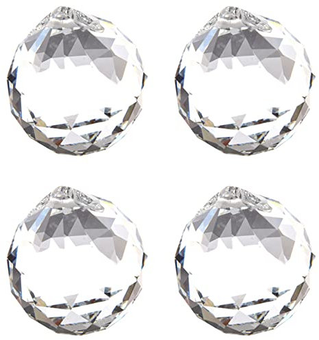 Fegtrty 4 bolas colgantes de cristal facetadas Feng Shui de 40 mm (transparente)