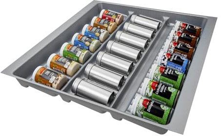 SO-BOX 2 Gewürzeinsatz Breite 50,9 cm, Tiefe 46,2 cm mit silbergrauer Kanvas-Struktur für Schubladen bis Juli 2012 von NOBILIA mit einer Breite von 60 cm