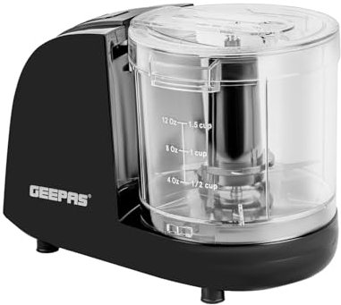 GEEPAS Multi Chopper | 200W Mini Electric Food Processor | Stainless Steel Blades One-Touch Operation 350ml Bowl | Mixer Dicer Food Chopper for Mixing Mincing Pureeing Salads Salsa Pesto Curry Pastes