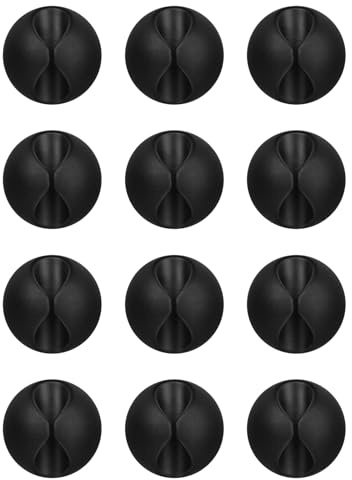 Flezoo Cord Holder Cable Holder, 12PCS Black Adhesive Cable Clips Cord Organizer Charger Holder Wire Management Keeper for Nightstand, Office, Desk or Mouse