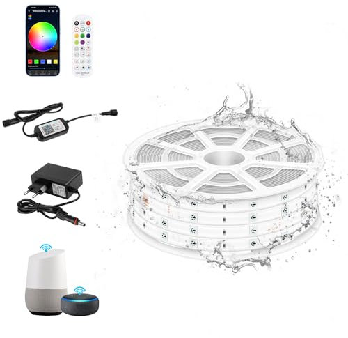 TENDIST 30M WiFi RGB LED Strip Wasserdicht, IP67 Led streifen Aussenbereich, 24V Outdoor LED Strip Musik Sync Alexa Kompatibel, LED Band Außen für Outdoor Beleuchtung, Pavillon, Pergola