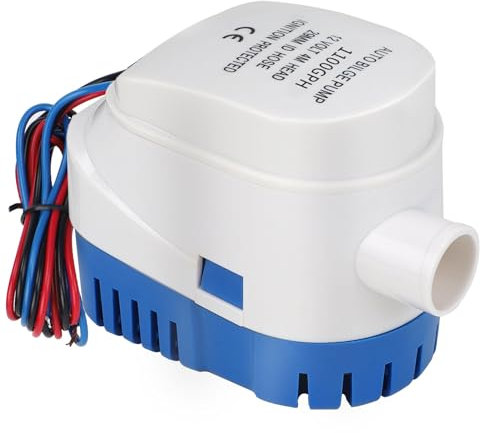 DBREAKS Bomba de Sentina Automática, 12V Bombas de Achique, 1100GPH/ 70LPM Bomba de Sentina con Interruptor de Flotador, Bomba de Agua Auto Sumergible, Bomba Marina para Barcos Estanques(Azul)