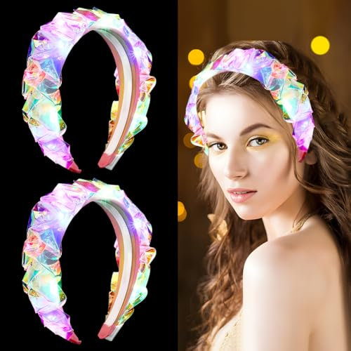 Joycabin 2 Stück LED Leuchtende Stirnband, Leuchtende Haarkränze, Leuchtendes Haarreif, LED Haarreif, Leuchtender Kopfschmuck für Festivals Hochzeiten Party Zubehör