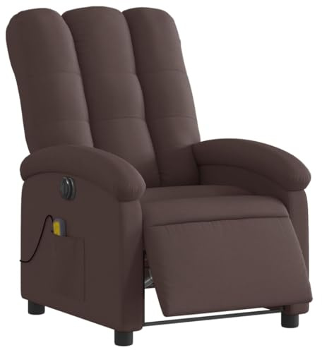 vidaXL Massagesessel Elektrisch, Sessel Verstellbare Rückenlehne Fußteil, Fernsehsessel Relaxsessel mit Liegefunktion, Liegesessel Polstersessel Ruhesessel, Dunkelbraun Stoff