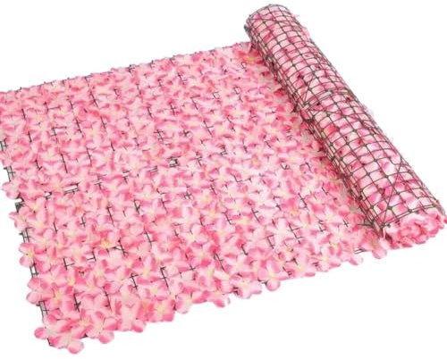 Haie artificielle - Rouleau de clôture de fleurs pour balcon, terrasse, jardin extérieur - Brise-vue pour arrière-cour - Rose - 0,5 mx 0,5 m