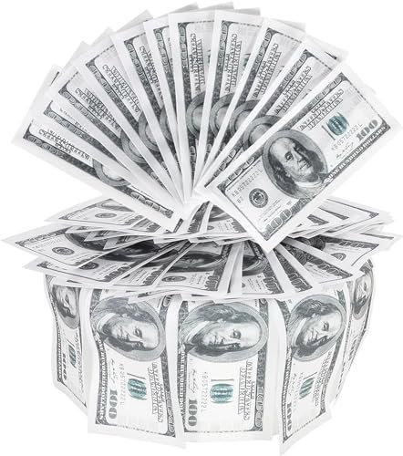 50 Stück Essbare 100 Dollar Bill Bild Tortendeko Waffelpapier Gefälschtes Geld Kuchen Deko Baby Shower Dollar Kuchenaufstecker Geburtstag Jubiläum Kuchen Dekoration Party