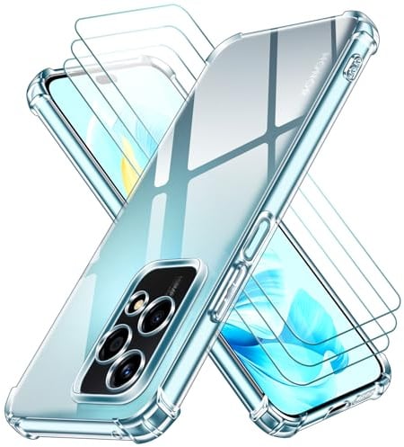 iVoler 4 in 1 Cover per Honor 200 Lite 5G (Non per Honor 200) con 3 Pezzi Pellicola Vetro Temperato, Trasparente Antiurto Custodia, Sottile Morbida in Silicone TPU Protettiva Case