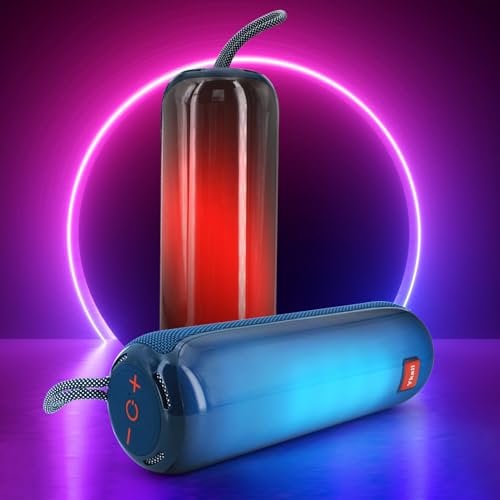 Ykall Bluetooth Speaker, Portable Bluetooth Speaker 20W with Light Show, Wireless Outdoor Speaker with Stereo Sound, IPX5 Waterproof, 12H Playtime Supports FM Mode, TF, USB for Home, Outdoor, Beach
