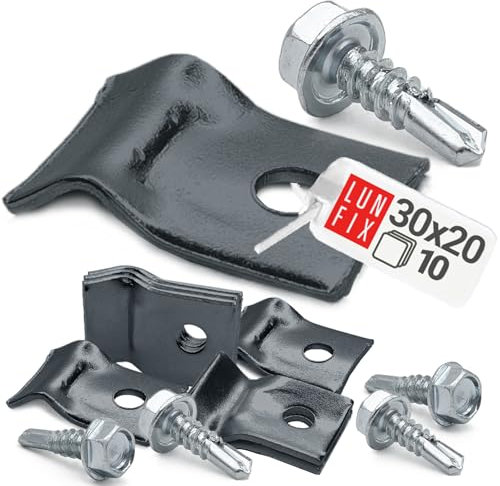 Befestigungsklemme Stabmattenzaun Spanndrahthalter inkl. Selbstschneidender Schrauben Maschendraht Graphit 10er Set