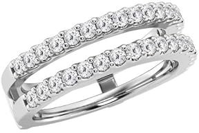 Moissanit-Ring-Einsatzverstärker aus 925er Sterlingsilber mit 14-karätiger Vergoldung, DEF-VVS/VS, mittelgroß, Moissanit-Sterlingsilber, Moissanit-Sterlingsilber, Moissanit, 1,0 Karat,
