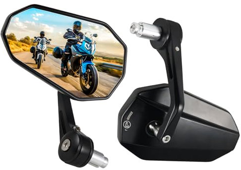 LOKLISUM Motorrad Spiegel Universal E-geprüft, 2 Stück 360°drehbarer Lenkerendenspiegel Motorrad Rückspiegel, 7/8 22mm Seitenspiegel Kompatibal mit Scooter Roller Quad ATV MT07 MT09 Z800 Z1000