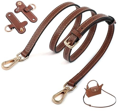 HVIERO Schultergurt für Longchamp Tasche Damen, Schulterriemen für Taschen mit 2 Stück Schultergurtadapter, Verstellbar Schultergurt für Taschen, Schulterriemen Leder für Minitaschen (B)