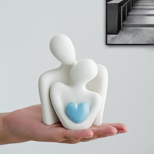 ODMYZG Estatua de cerámica para Parejas,Mini Estatua de Pareja, Estatua de Pareja abrazándose, Decoraciones para salón, Dormitorio y Oficina,Regalo romántico para cumpleaños, San Valentín (Azul, M)