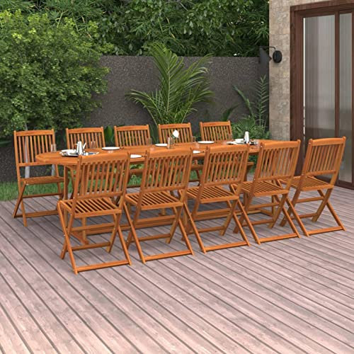 ShGaxin 11-TLG. Garten-Essgruppe Massivholz Akazie, Esstisch Mit Stühlen Set, Gartenmöbel Sitzgruppe, Balkon Möbel, Gartenlounge Set, Terrassenmöbel, Balkonmöbel Set - 3086980