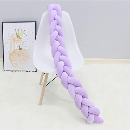 AZMAHT Serpente da Letto Intrecciato Cuscino Coccoloso Soffice Intrecciato Paracolpi Lntrecciato A Mano Treccia Paracolpi Culla Treccia Lettino Neonato Treccia per Culla,Viola,450cm
