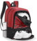 MoKo Soccer Bag Rucksack, Basketball-Rucksack für Männer & Frauen mit Separaten Ball- und Schuhfächern, Wasserdicht, Zaunhaken, Sportgerätetasche für Kleidung, Schuhe, Tablets, Laptops, Rot